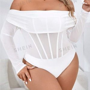 Off Shoulder Mesh Bodysuit